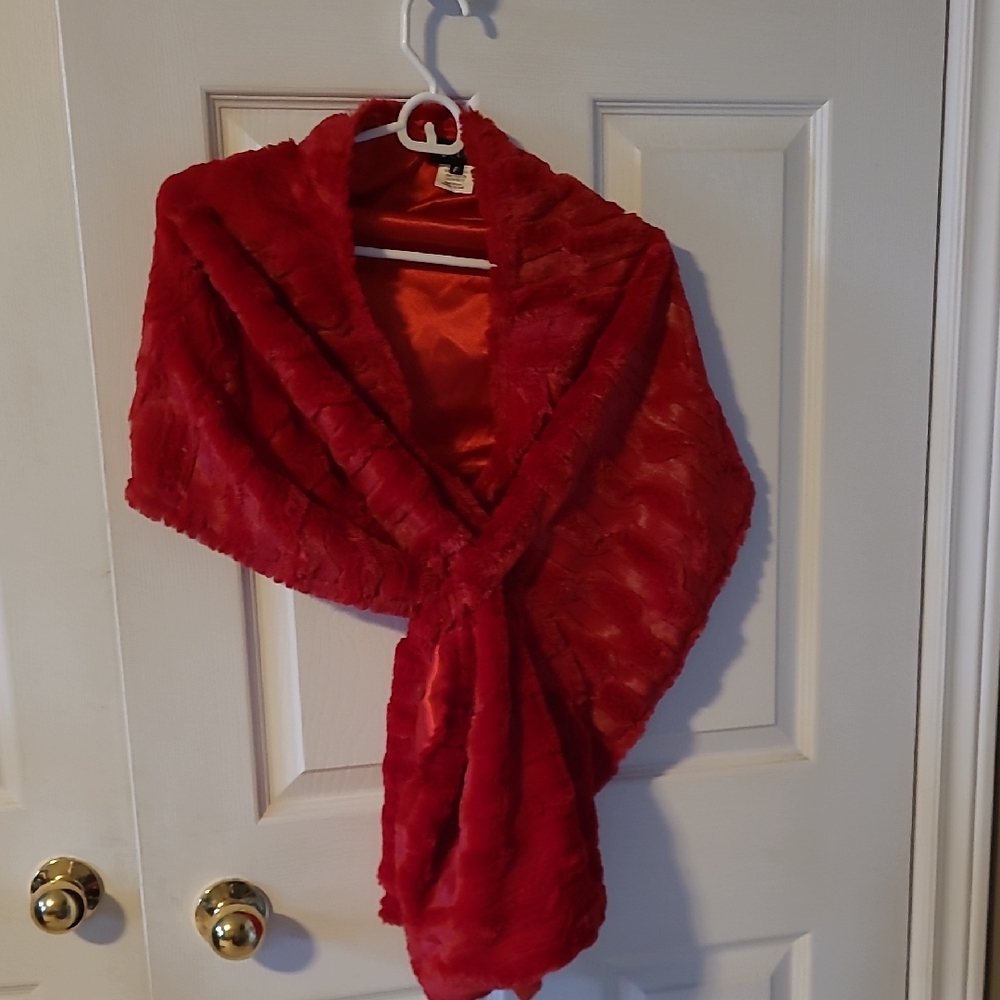 Holiday Bella Red Faux Fur Shawl